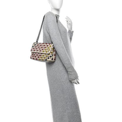 Bottega Veneta Nappa Intrecciato Embroidered Mosaic Olimpia Shoulder Bag White Multicolor 2 of 12