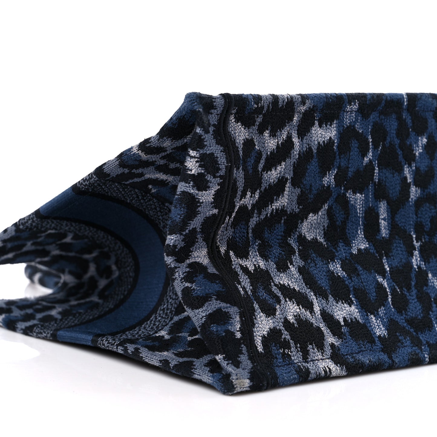 Canvas Mizza Embroidered Medium Leopard Book Tote Blue