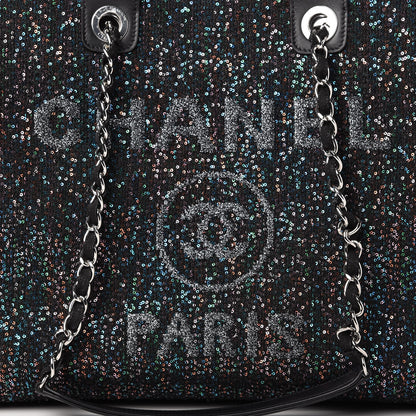 Chanel Calfskin Sequin Medium Deauville Tote Black 10 of 10
