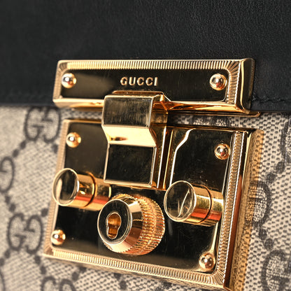 Gucci GG Supreme Monogram Calfskin Small Padlock Shoulder Bag Beige Black Cuir 13 of 13