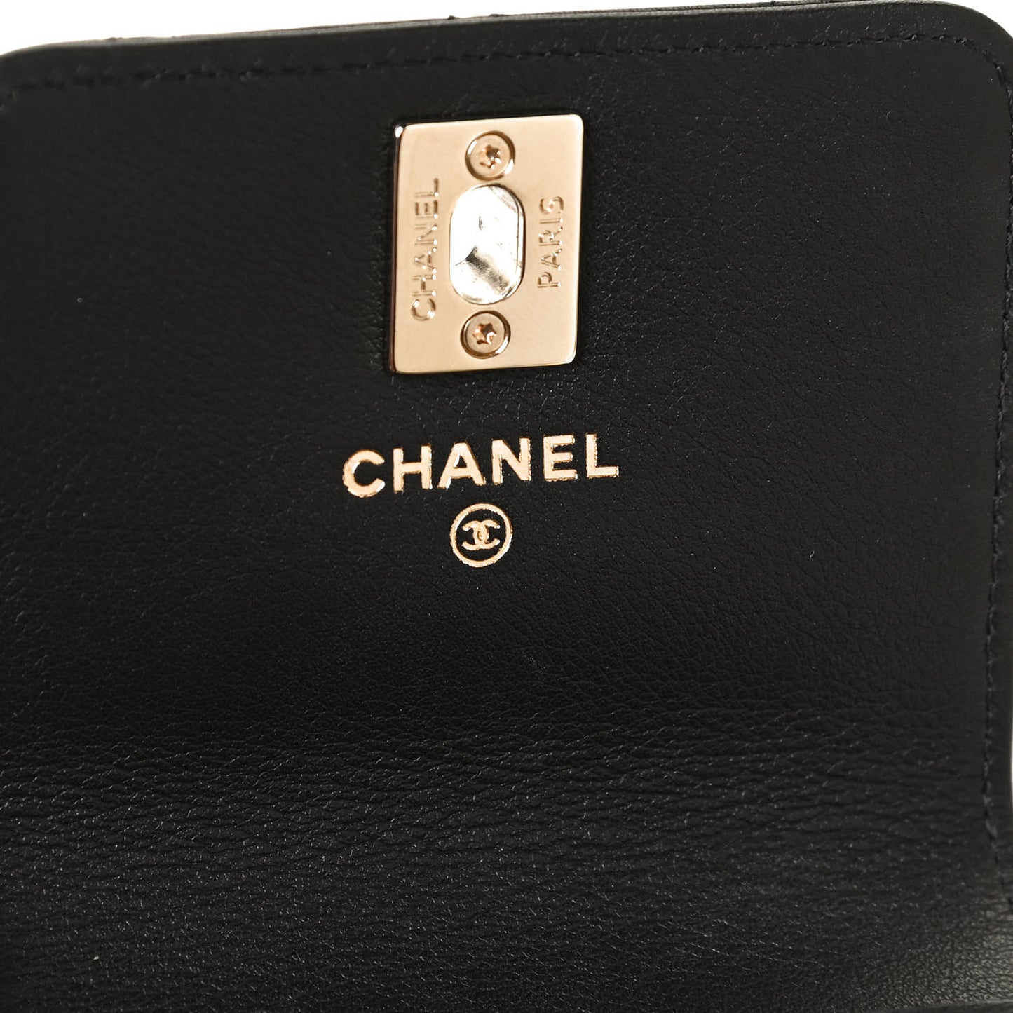 Calfskin Quilted CC Phone Holder Black