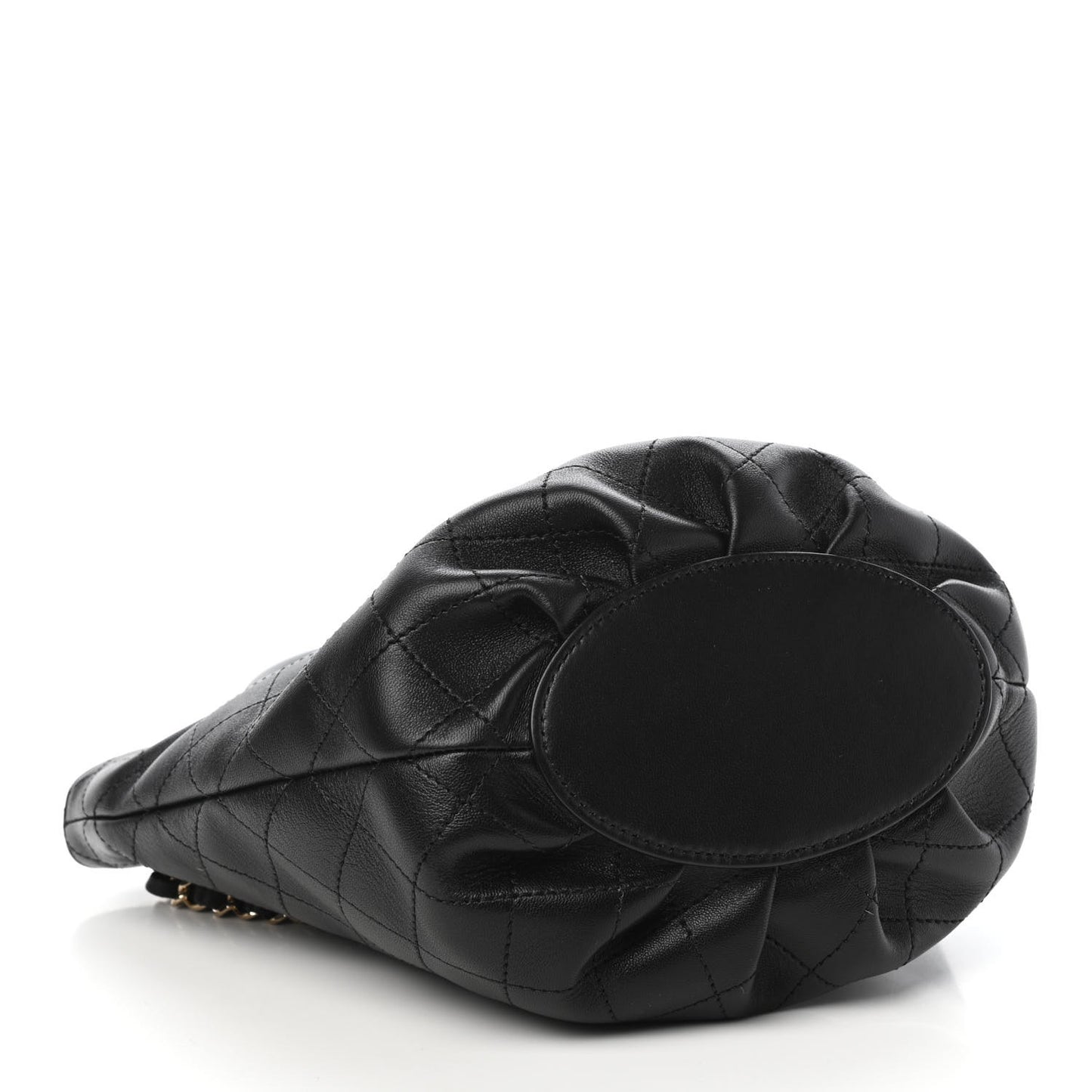 Lambskin Stitched Small Shopping Tote Black