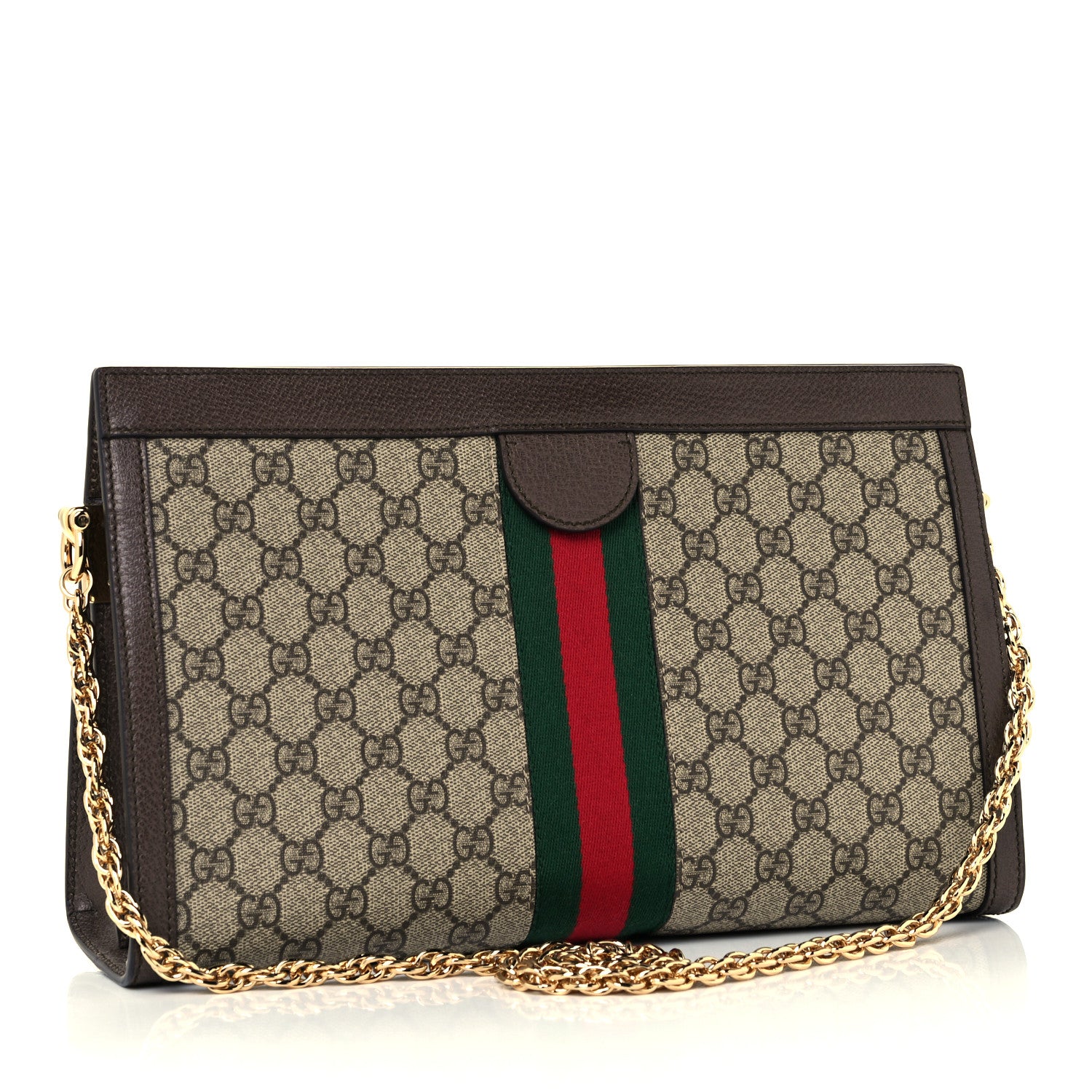Gucci GG Supreme Monogram Web Medium Ophidia Chain Shoulder Bag Brown 2 of 10