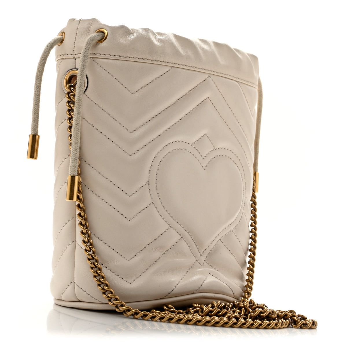 Gucci Calfskin Matelasse Mini GG Marmont 2.0 Bucket Bag White 3 of 13