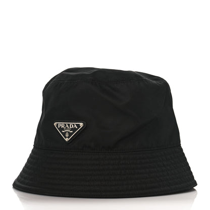 Prada Re-Nylon Metal Triangle Logo Mens Bucket Hat XL Black 1 of 7