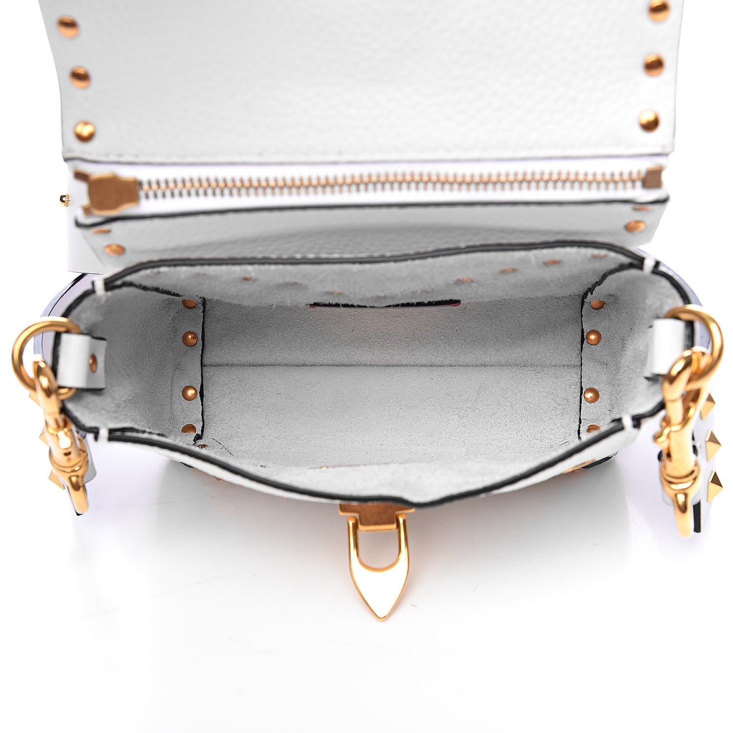 Valentino Garavani Grainy Calfskin Small Rockstud Hype Shoulder Bag White 5 of 10