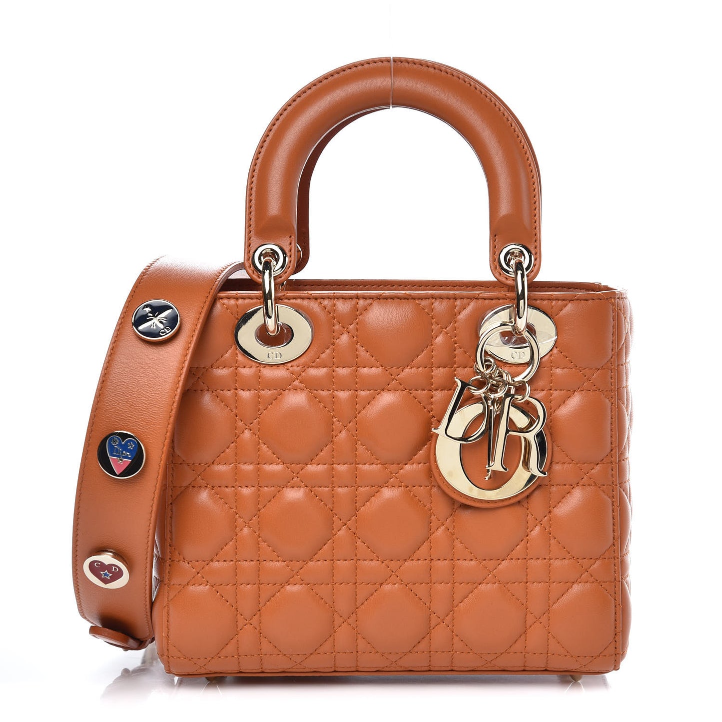 Lambskin Cannage Small Lucky Badges My Lady Dior Orange