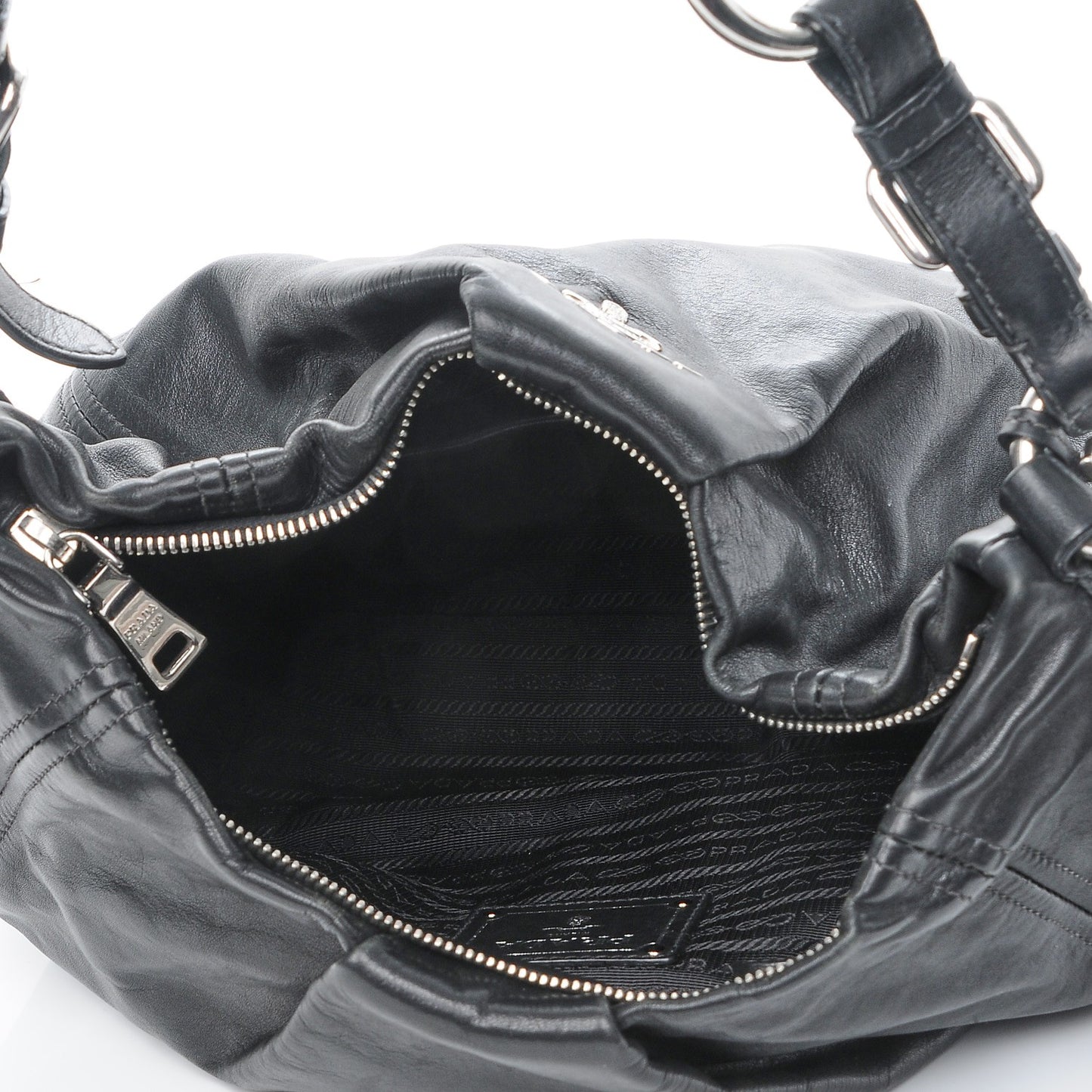 Soft Calf Pleated Hobo Black