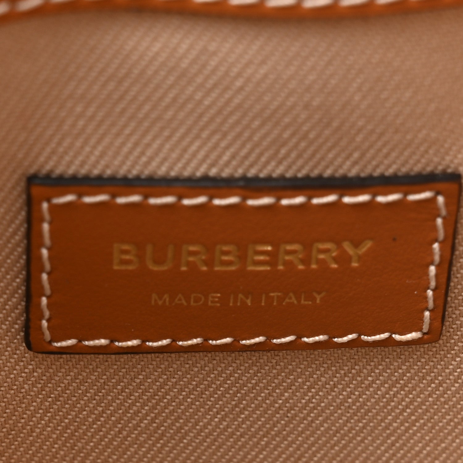 Burberry Calfskin Canvas Bucket Bag Natural Russet Brown 6 of 10