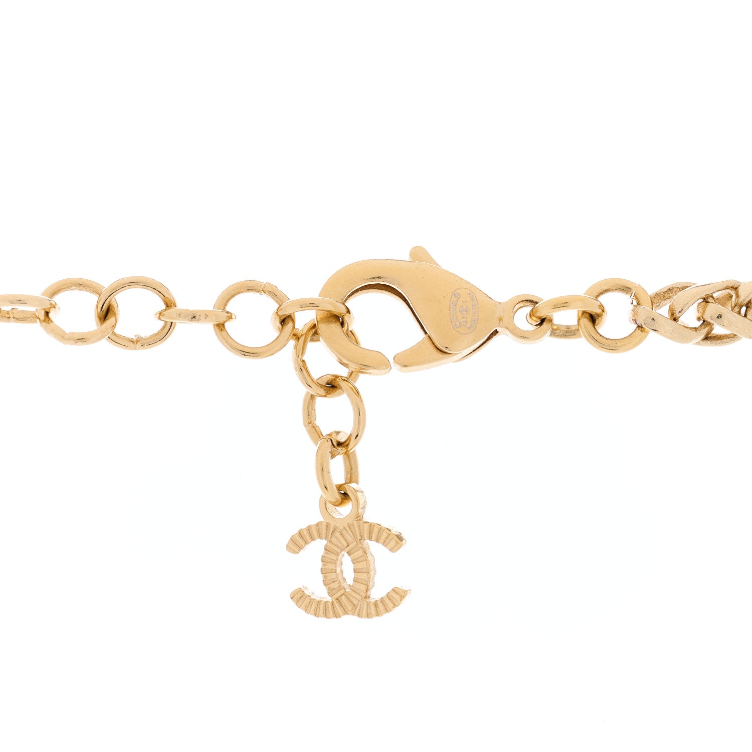 Chanel Textured Metal Crystal CC Dragon Choker Necklace Gold 3 of 3