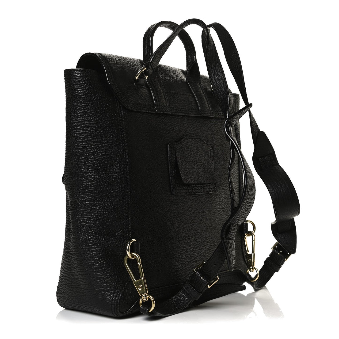 Textured Calfskin Pashli Backpack Black