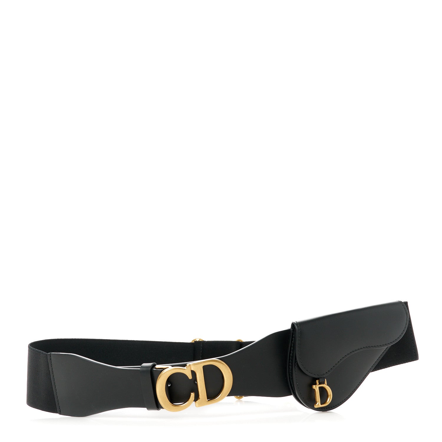 Christian Dior Matte Supple Calfskin Saddle Belt With Pouch L Black 1 of 8