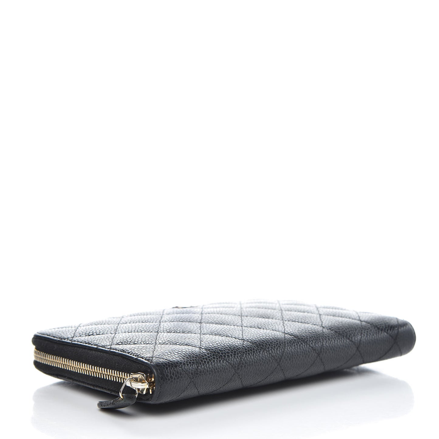 Caviar Quilted Large Zip Around Organizer Wallet Black
