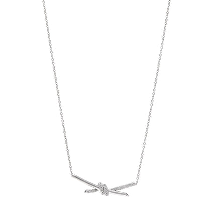 Tiffany 18K White Gold Diamond Knot Necklace 1 of 4