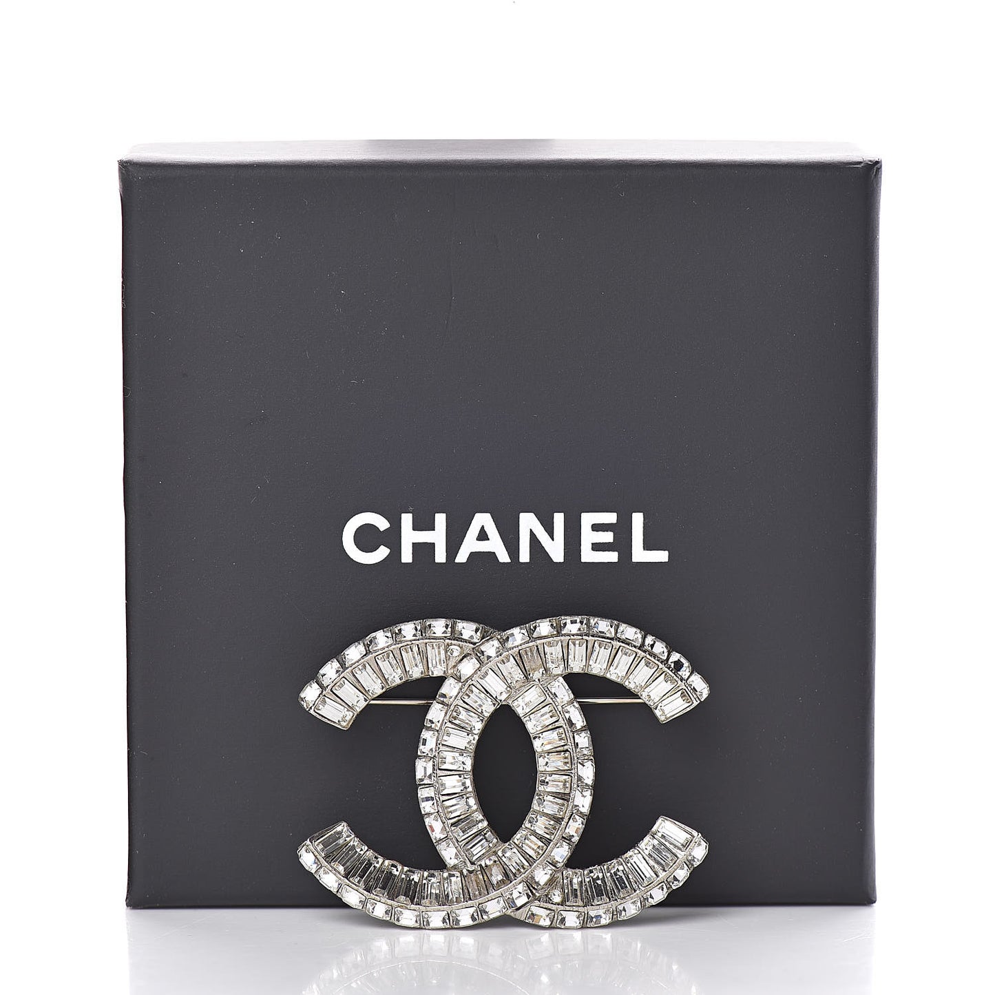 Baguette Crystal CC Brooch Silver