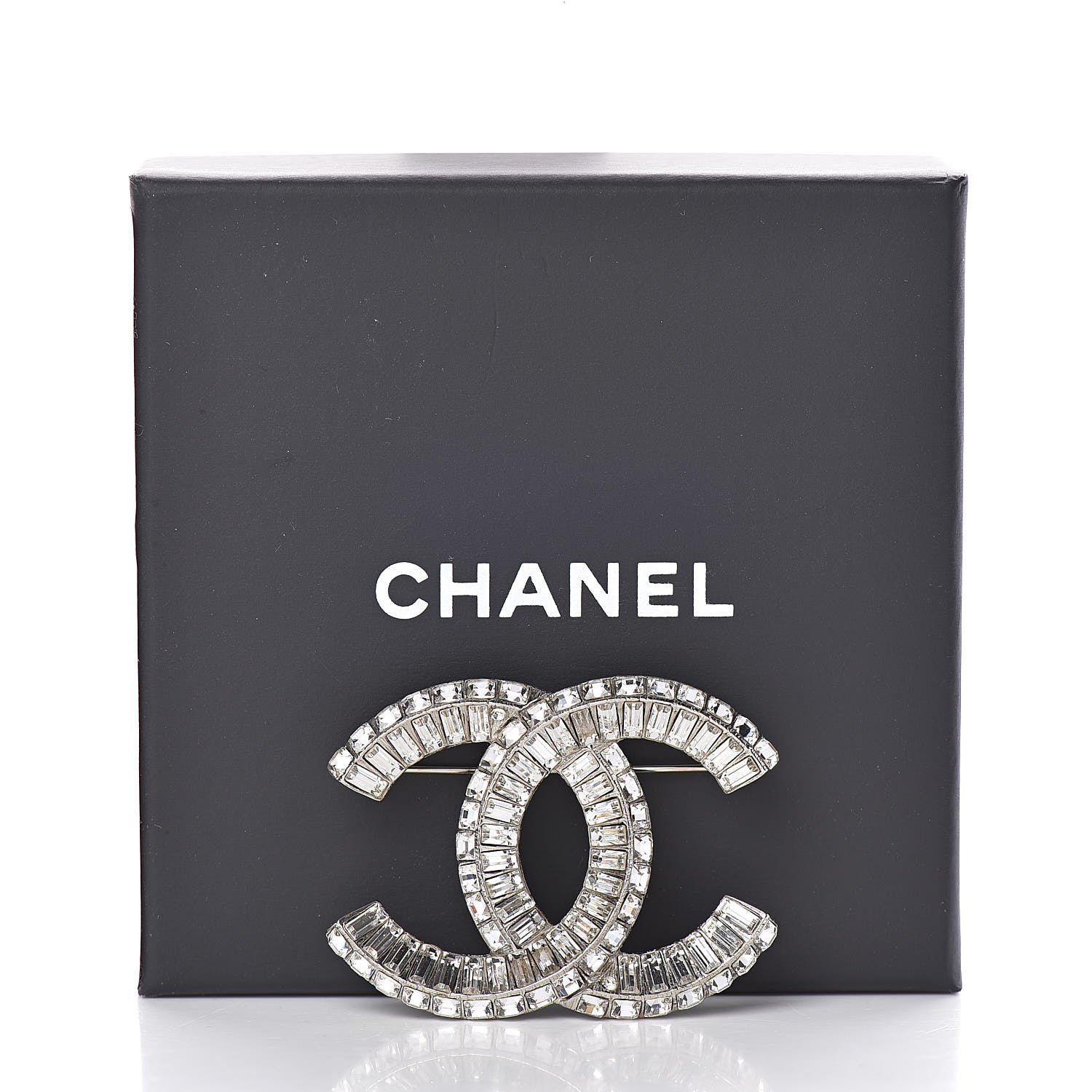 Chanel Baguette Crystal CC Brooch Silver 6 of 6