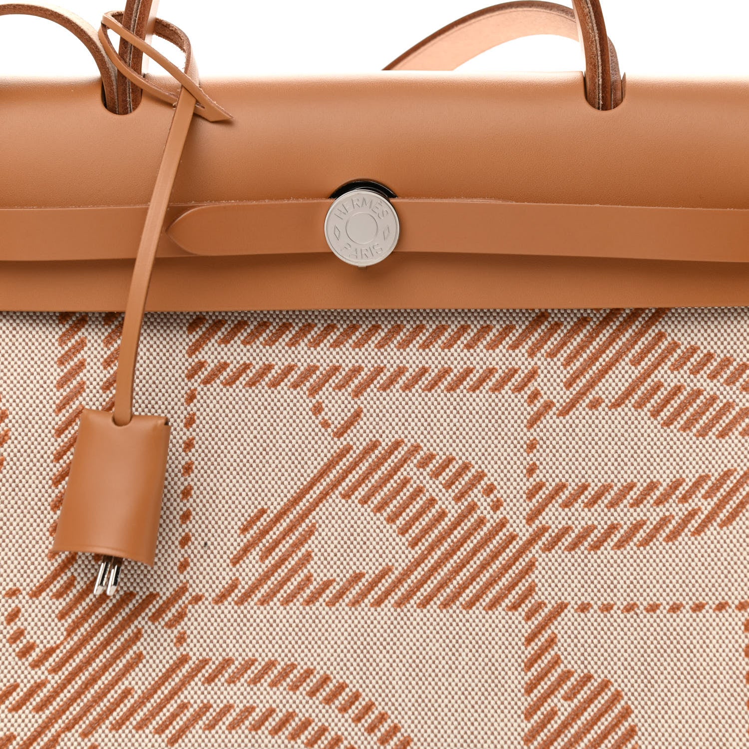 Hermes Vache Hunter Toile H Brides de Gala Herbag Zip Retourne 31 PM Natural 9 of 14
