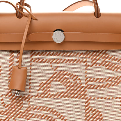 Hermes Vache Hunter Toile H Brides de Gala Herbag Zip Retourne 31 PM Natural 9 of 14