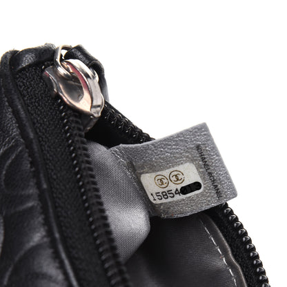 Chanel Lambskin Camellia Embossed Key Holder Case Black 7 of 12