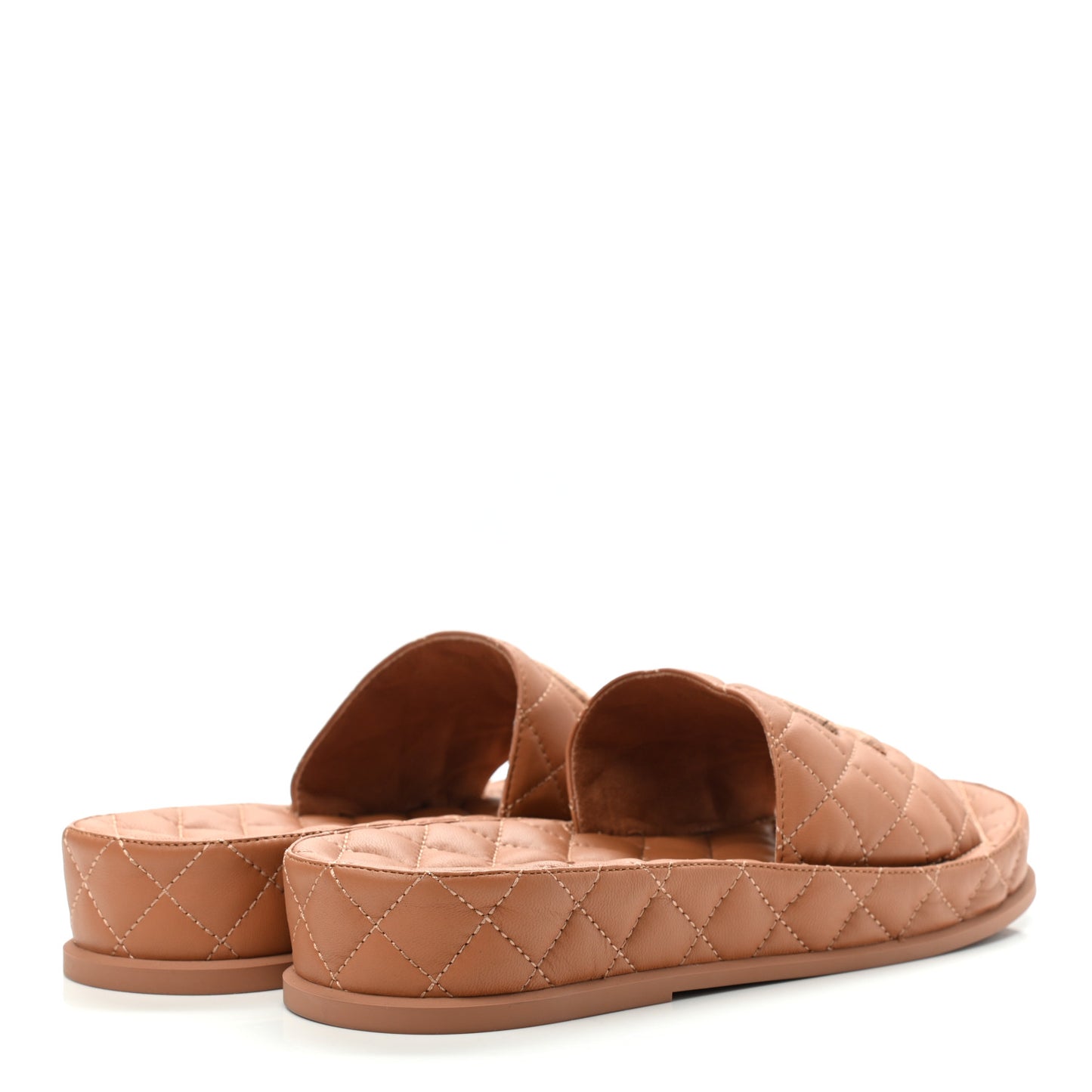 Lambskin Quilted CC Mules Sandals 39 Brown