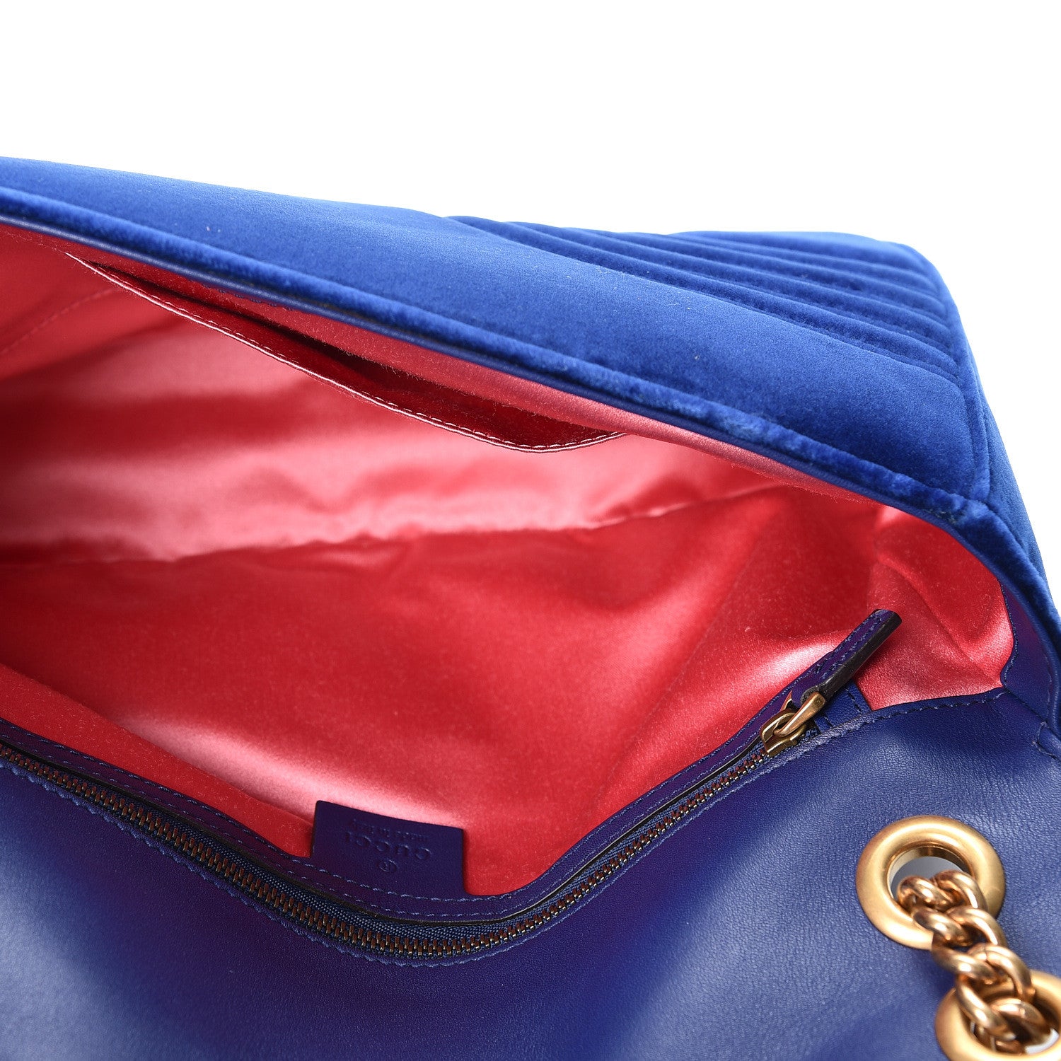 Gucci Velvet Matelasse Medium GG Marmont Shoulder Bag Cobalt Blue 4 of 9