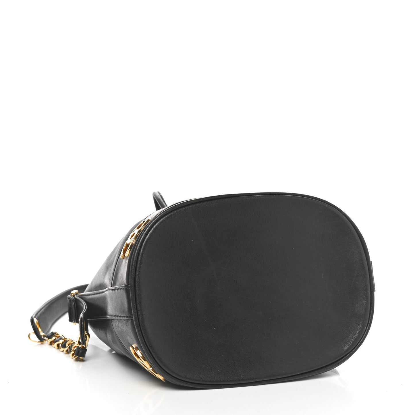Lambskin CC Drawstring Shoulder Bag Black