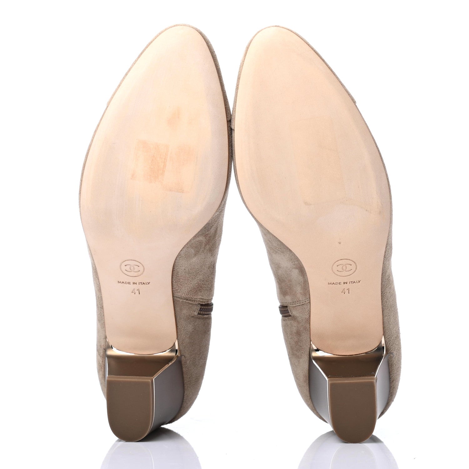 Chanel Suede Calfskin CC Cutout Short Boots 41 Beige 4 of 4