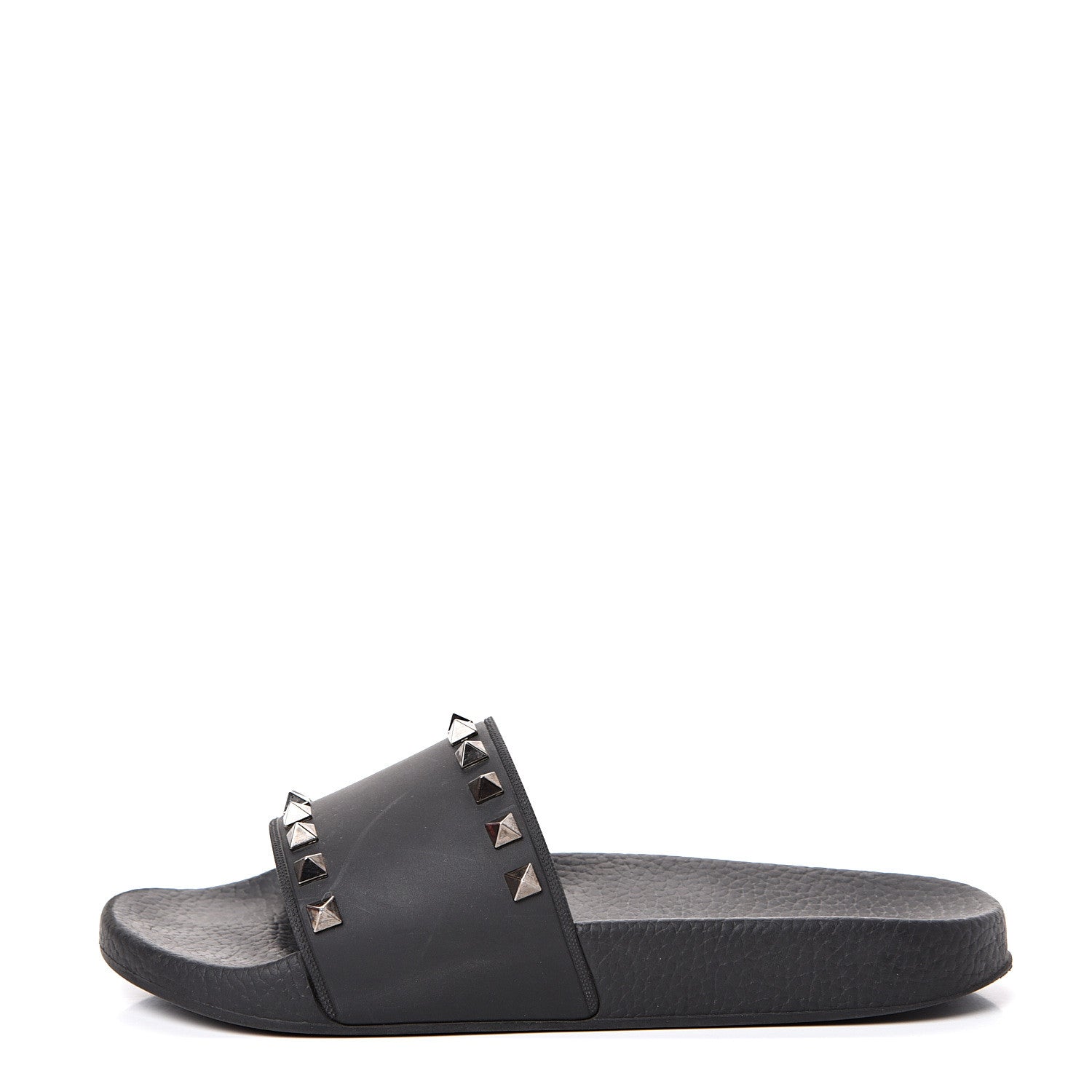 Valentino Garavani Rubber Rockstud Slide Sandals 37 Black 1 of 11