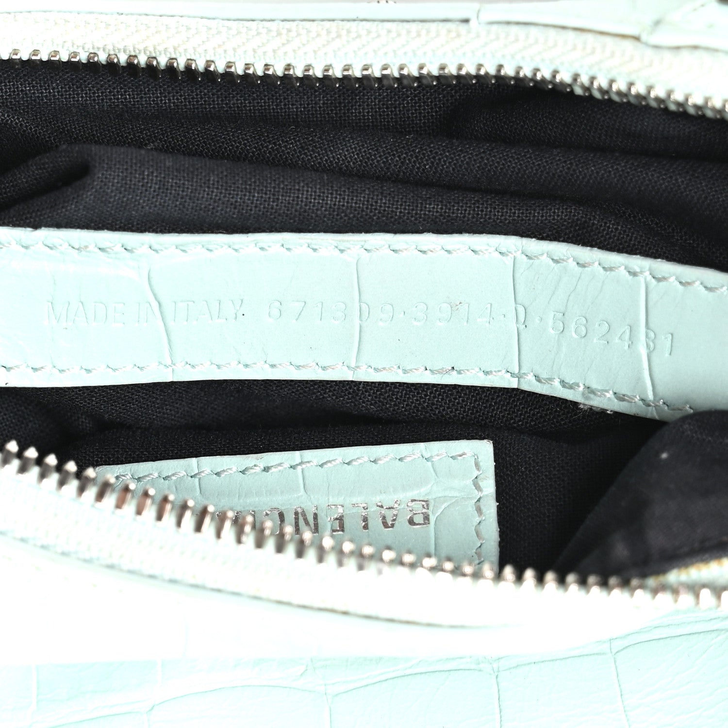 Balenciaga Extra Supple Calfskin Crocodile Embossed Le Cagole Shoulder Bag XS Green Acqua 8 of 11