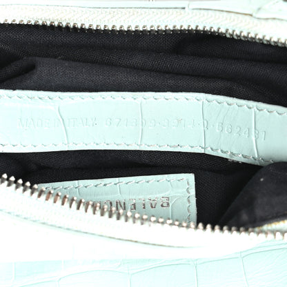 Balenciaga Extra Supple Calfskin Crocodile Embossed Le Cagole Shoulder Bag XS Green Acqua 8 of 11