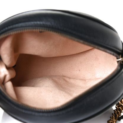 Gucci Azalea Calfskin Matelasse Heart Mini GG Marmont Round Shoulder Bag Black 5 of 10