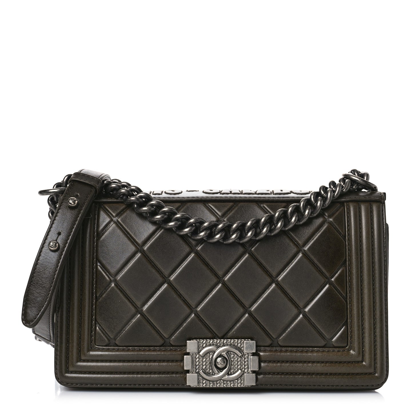 Calfskin Embossed Medium Paris Salzburg Boy Flap Dark Brown