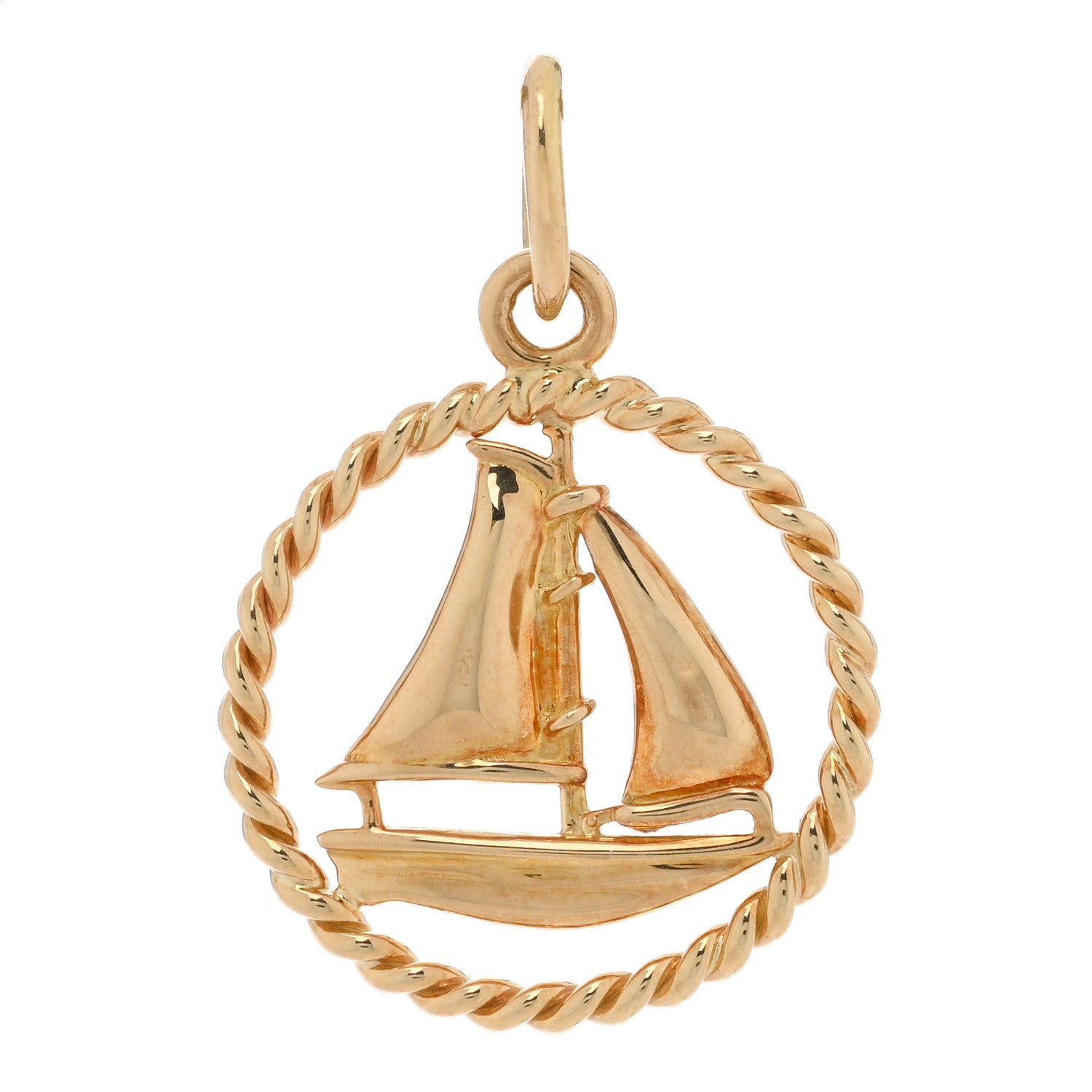 Tiffany 18K Yellow Gold Sailboat Twist Charm 1 of 3