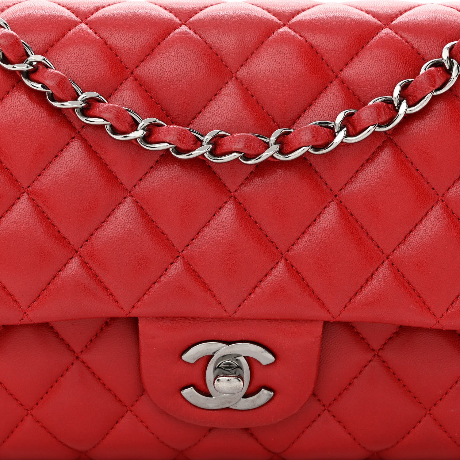 Chanel Lambskin Quilted Medium Double Flap Red 8 of 13