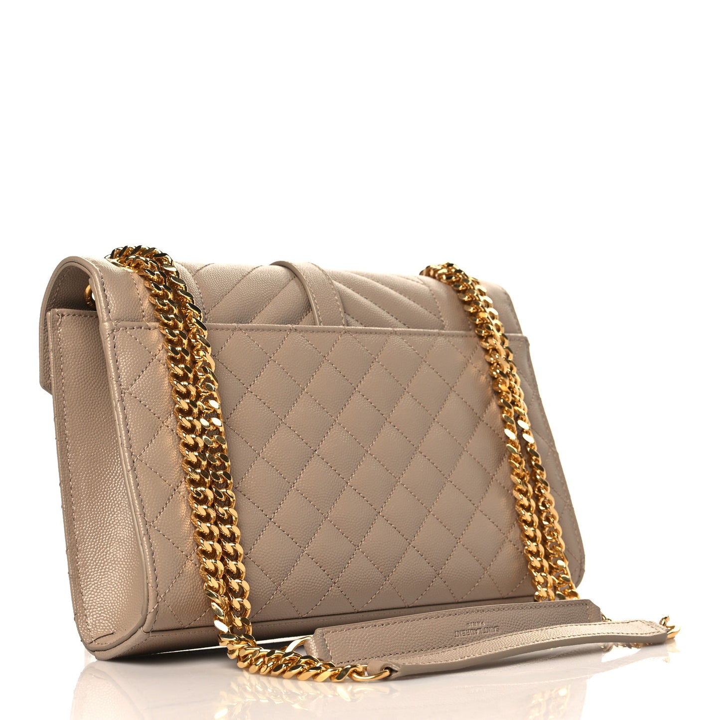 Grain De Poudre Textured Mixed Matelasse Medium Triquilt Monogram Satchel Dark Beige