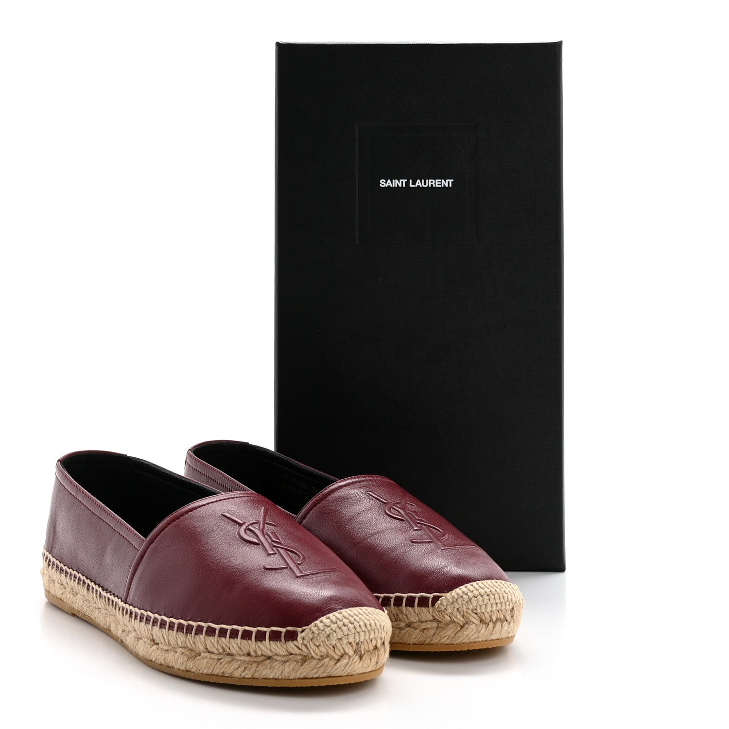Saint Laurent Calfskin Monogram Espadrilles 39 Light Burgundy 9 of 9