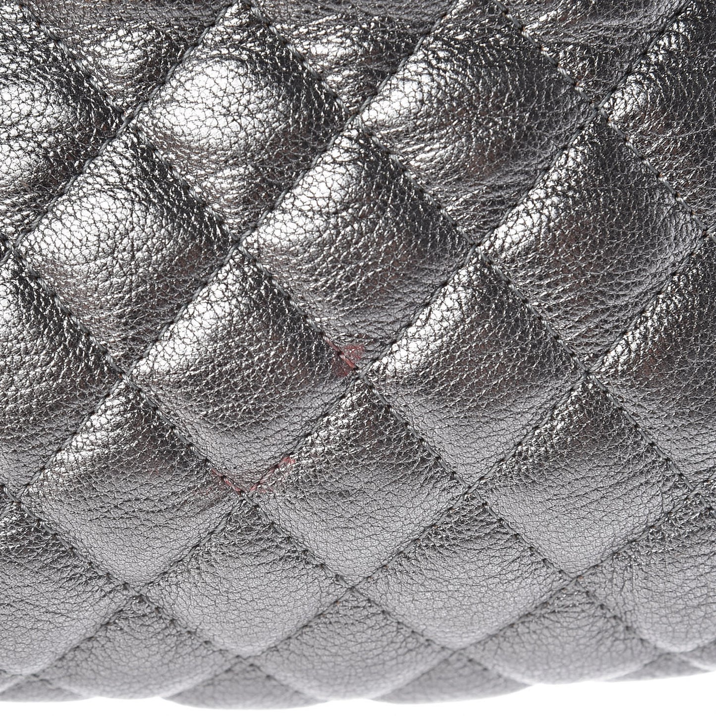 Metallic Goatskin Quilted Banane Waist Bag Fanny Pack Silver