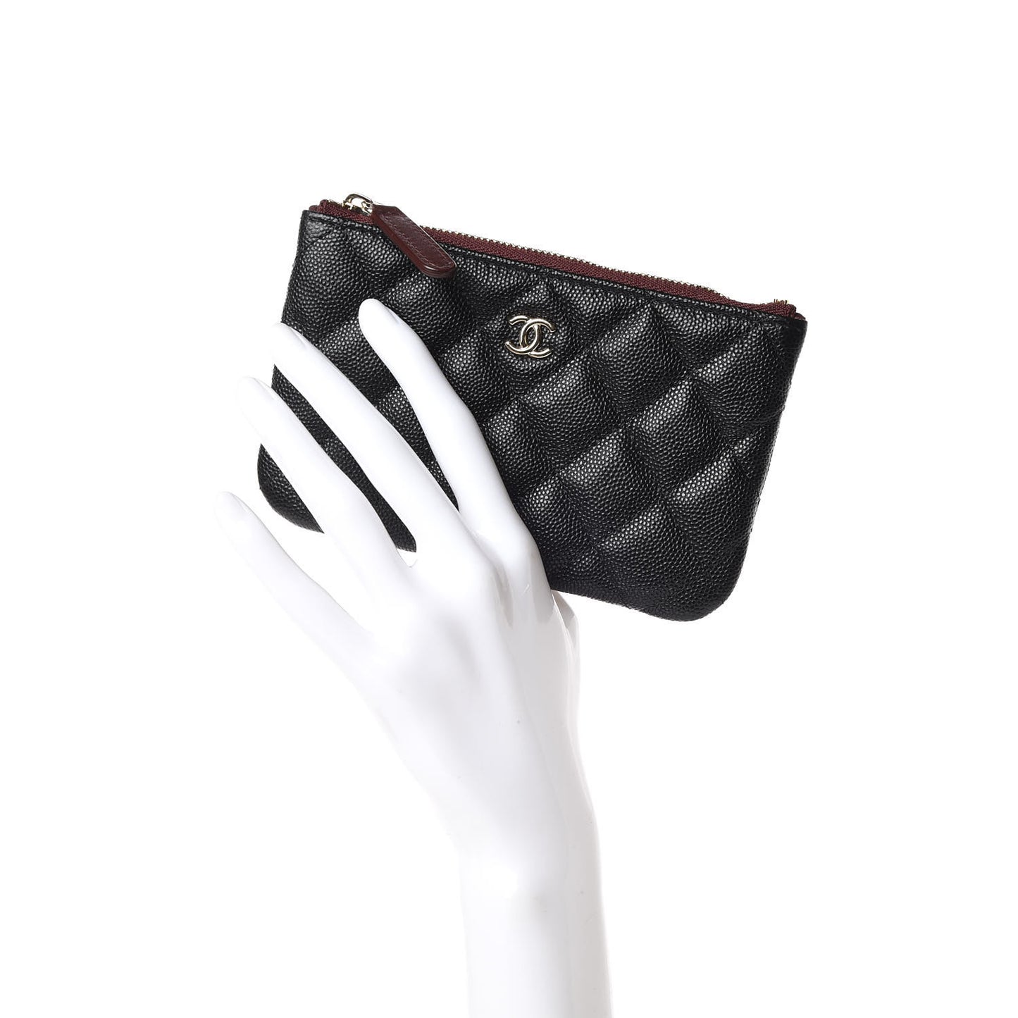 Caviar Quilted Small Cosmetic Case Black