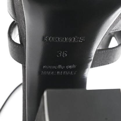 Hermes Suede Goatskin Satin Calas Sandals 36 Black 7 of 11