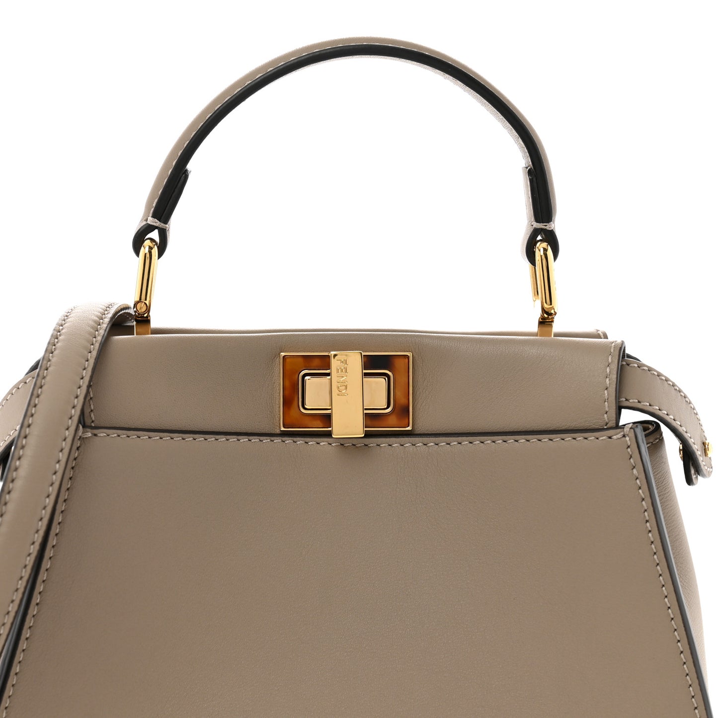 Vitello Seta Shiny Nappa Plexiglass Tortoise Mini Peekaboo Iconic Satchel Tortora