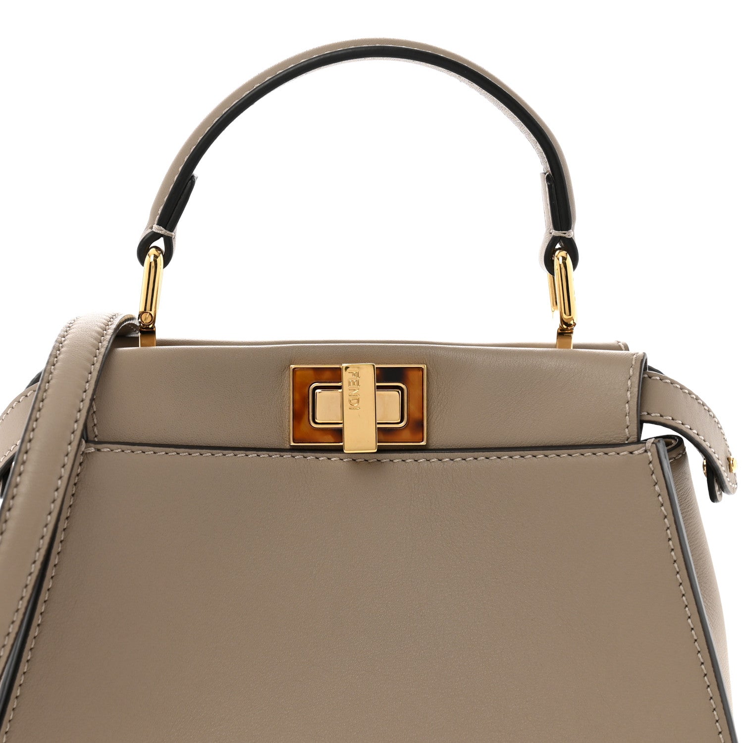 Fendi Vitello Seta Shiny Nappa Plexiglass Tortoise Mini Peekaboo Iconic Satchel Tortora 8 of 10