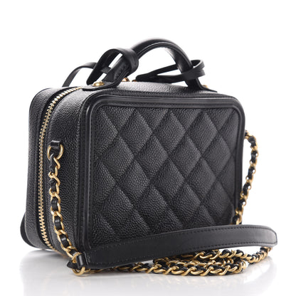 Chanel Caviar Quilted Small CC Filigree Vanity Case Black 3 of 10