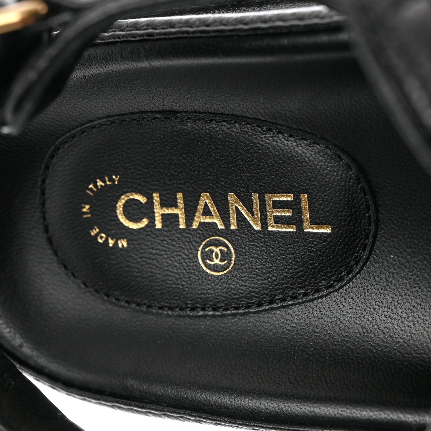 Chanel Grained Calfskin Velcro Dad Sandals 38.5 Black 7 of 9