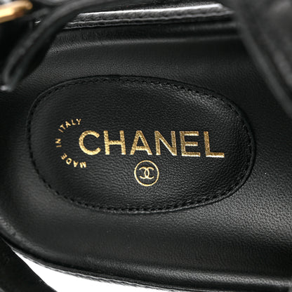 Chanel Grained Calfskin Velcro Dad Sandals 38.5 Black 7 of 9
