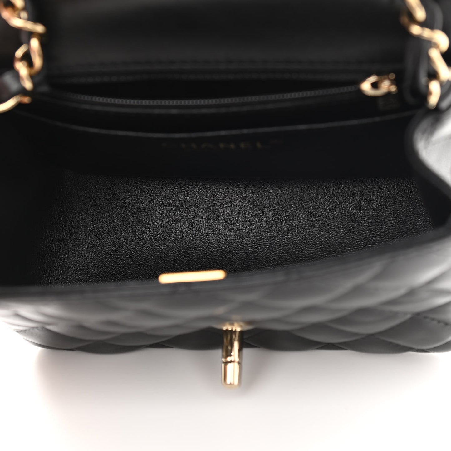 Lambskin Quilted Mini Square Flap Black