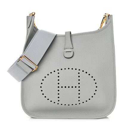 Hermes Taurillon Clemence Evelyne III PM Bleu Pale 1 of 11