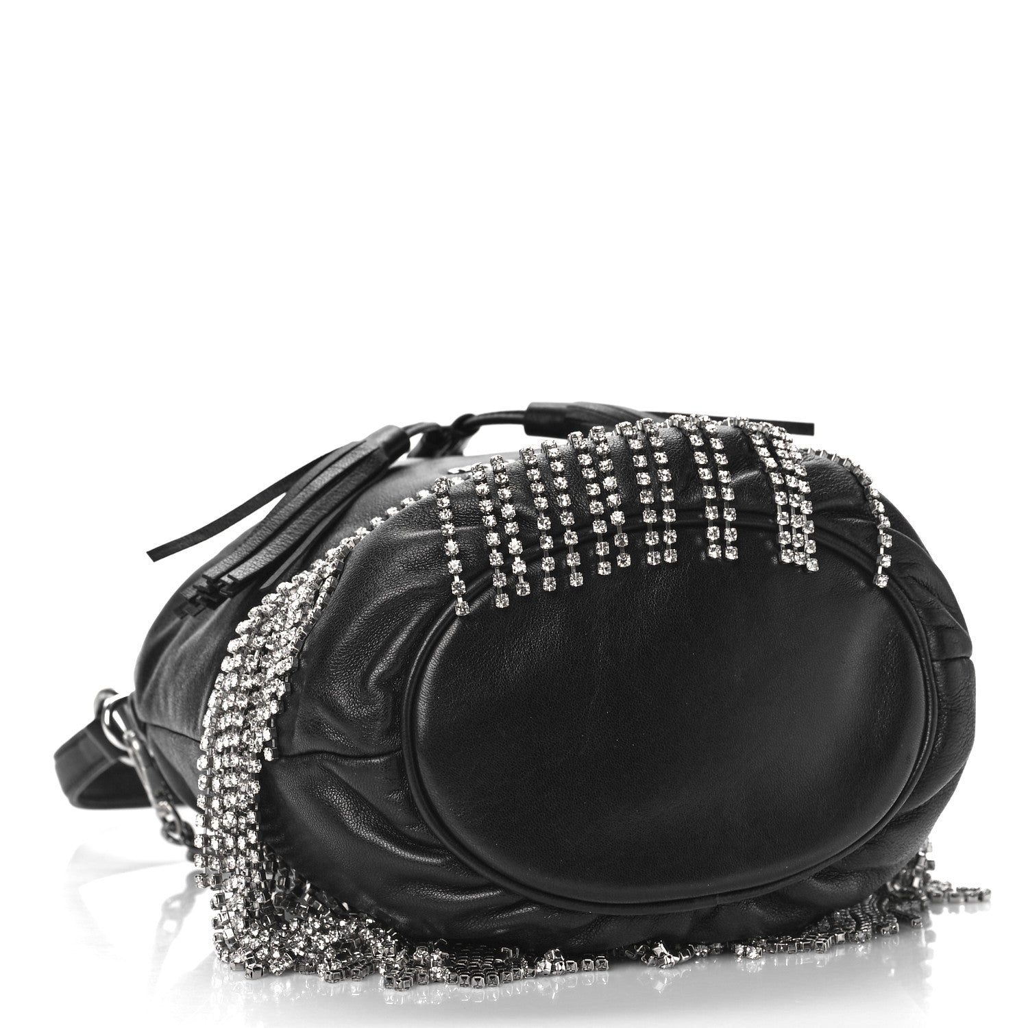 Miu Miu Nappa Crystal Fringe Bucket Bag Black 4 of 9