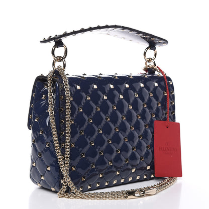 Valentino Garavani Patent Medium Rockstud Spike Shoulder Bag Pure Blue 3 of 10