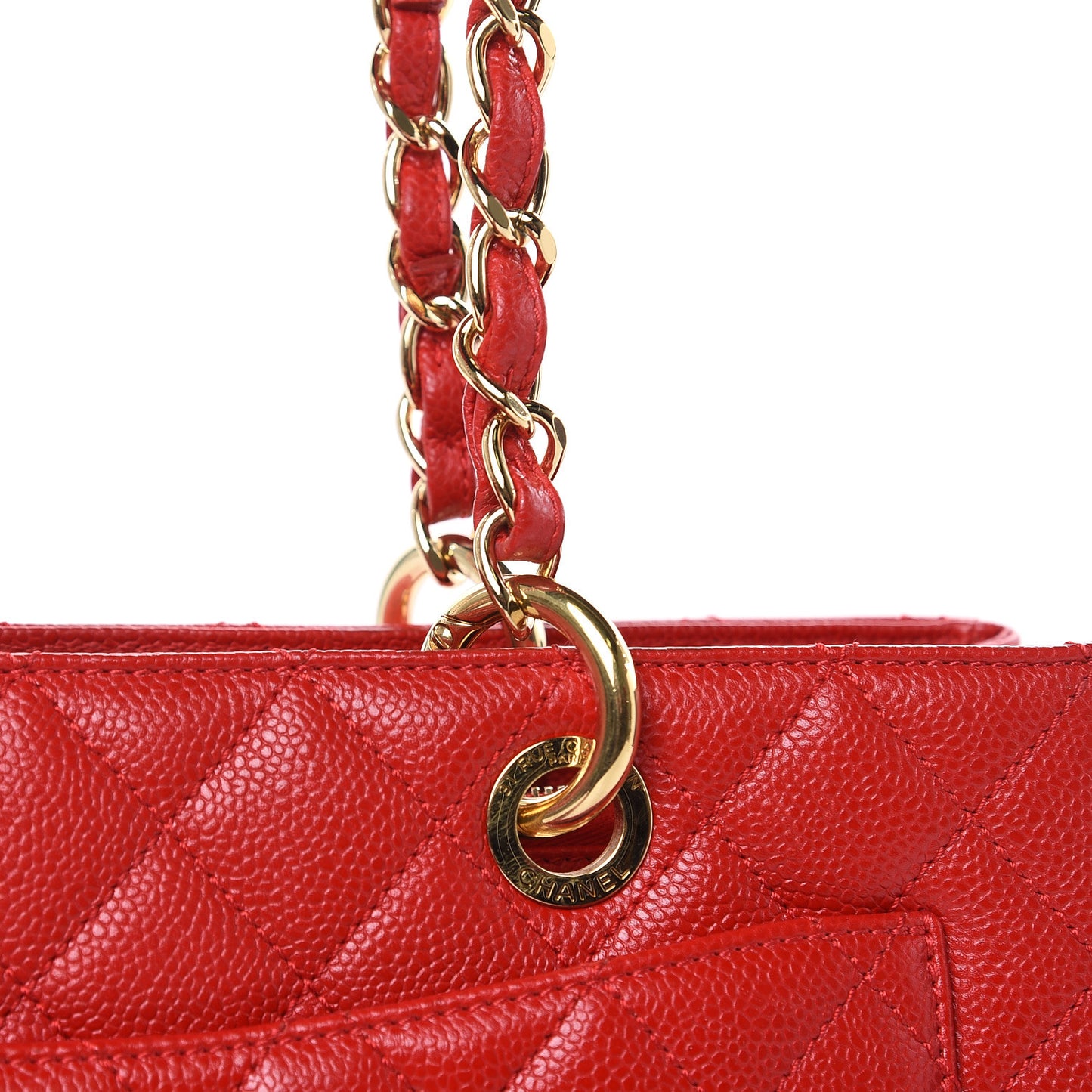 Caviar Quilted Grand Shopping Tote GST Red