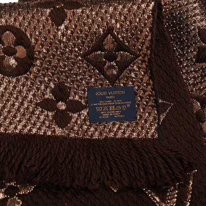 Louis Vuitton Wool Silk Logomania Shine Scarf Marron 3 of 4